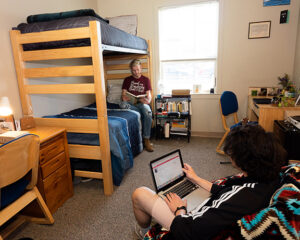 Students studying in the dorms