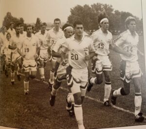 The 1995 men’s soccer team takes the field.
