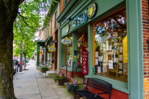 a view of a street in downtown Lititz PA
