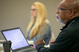 Doctoral students engage during an in-class residency.