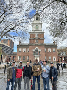 Dr. Mark Draper, in light blue shirt, led students and faculty on a "field trip" to Philadelphia to explore America's church history.