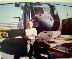 LBC | Capital Adjunct Professor of Bible Dr. Edgar Hardesty is pictured at the DaNang AFB in front of one of the rescue choppers.