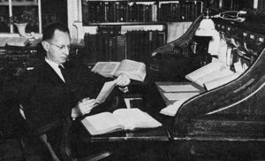 LBC Founder & President Henry J. Heydt worked in his office at Lancaster School of the Bible. 