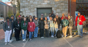 the group of students and staff who attended LBC's Philadelphia walking tour