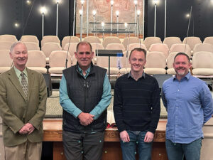 Four LBC alumni pastors minister together at Grace Baptist Church, which was started by LBC founder Henry J. Heydt in 1933. From left, Marvin Reich (’68), Greg Funk (’80), Chris Mellon (’13) and Mike Cortez (’11).