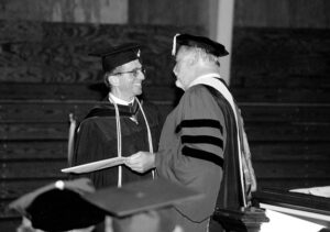 William S. Davis receives his master’s degree from then-President Dr. Gilbert A. Peterson.