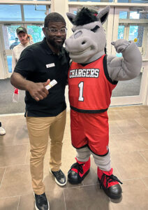Fredd and Bolt have some fun at an open house event.