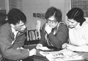 Deb Hunt interacts with students during weekly discipleship meetings that helped students get to know their classmates on a more personal level.